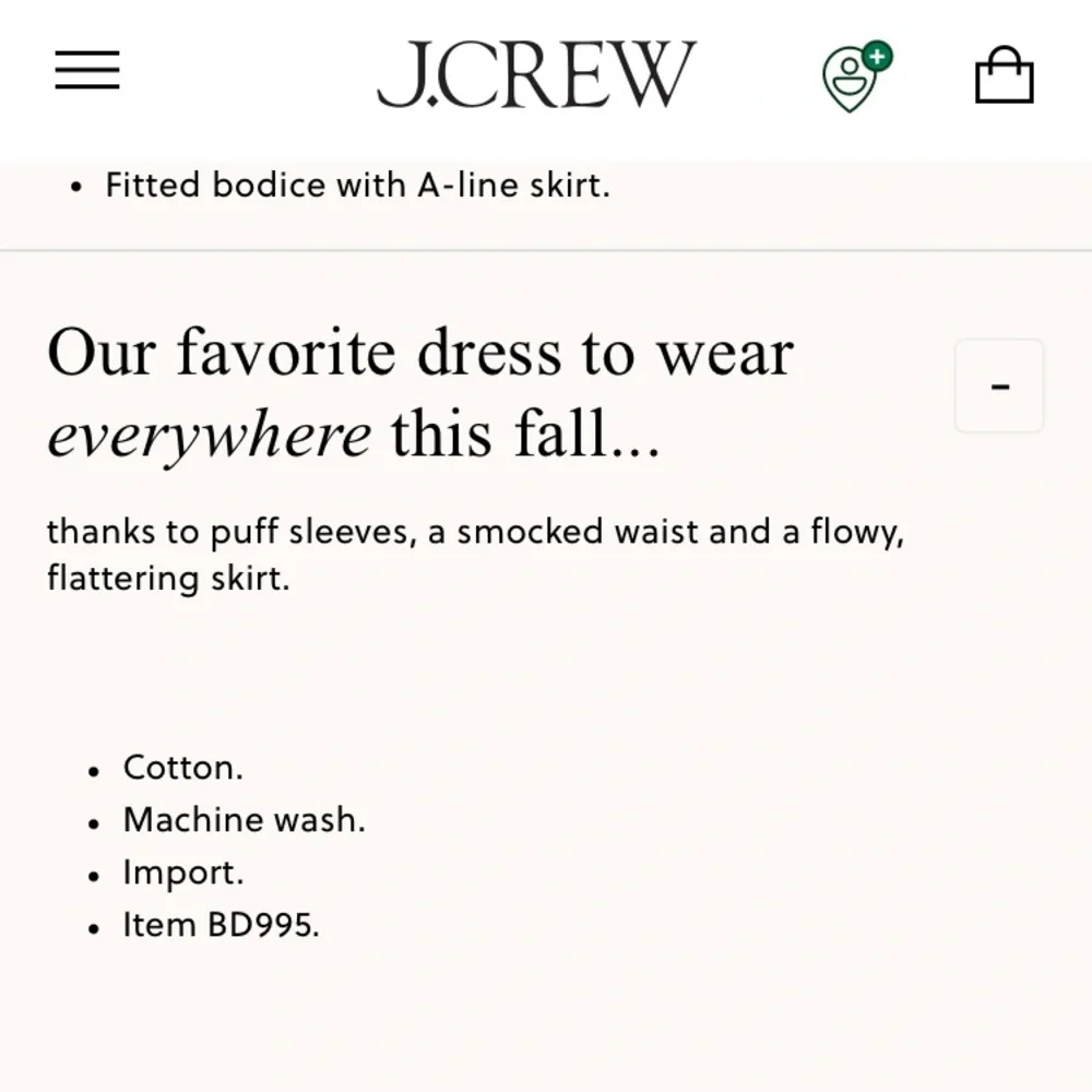 J Crew Smocked Puff Sleeve Dress. Cotton. Black. BD995. Size Small